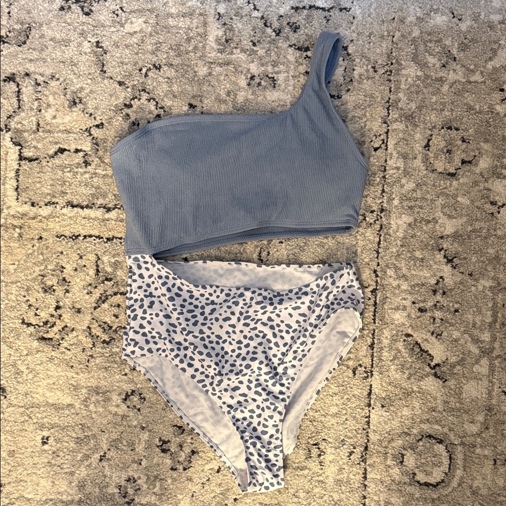 One-Shoulder Blue 1 piece swimsuit